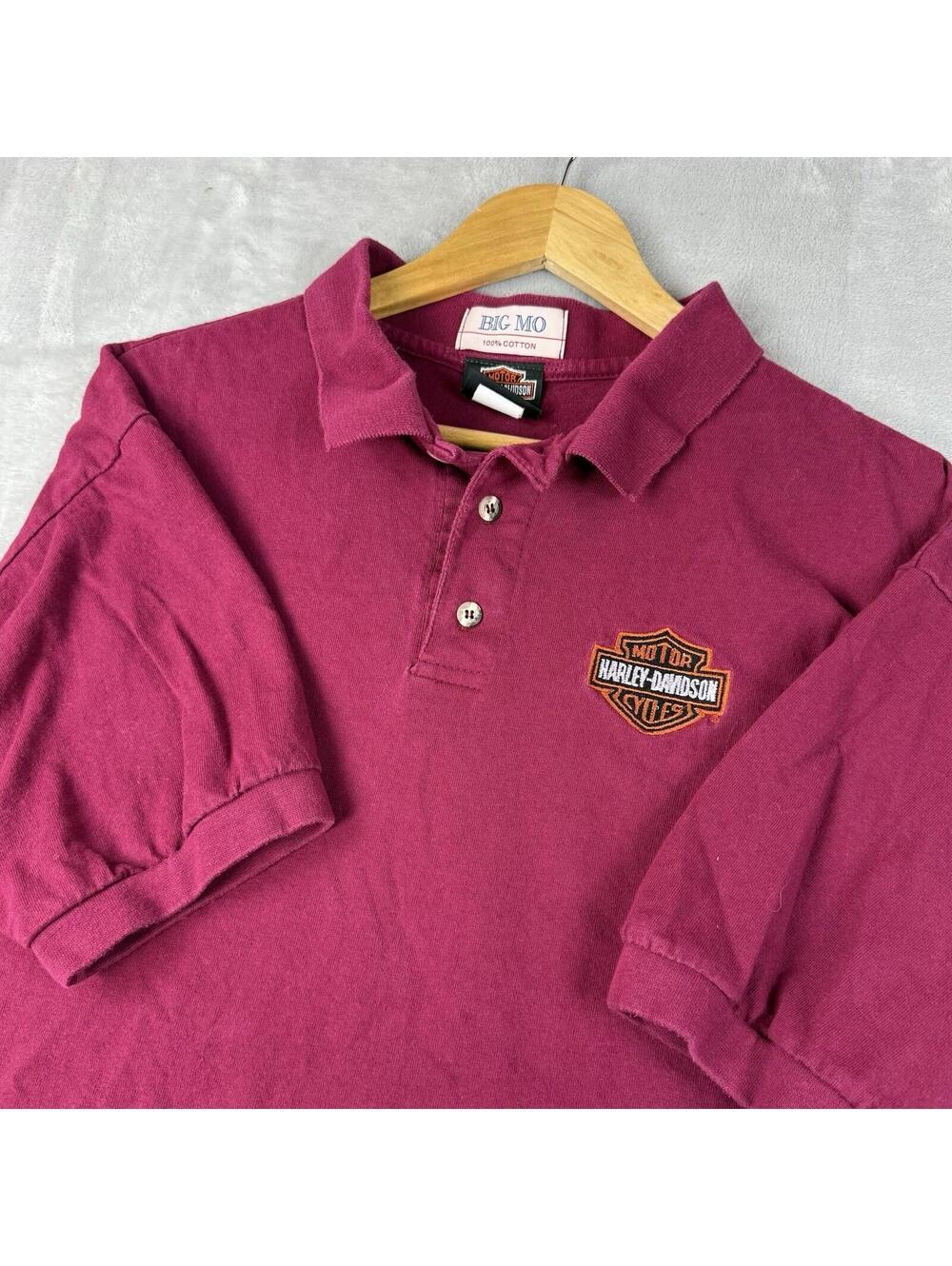 Vintage Harley Davidson Big Mo Polo Shirt USA Made SzL Biker Motorcycle Heritage